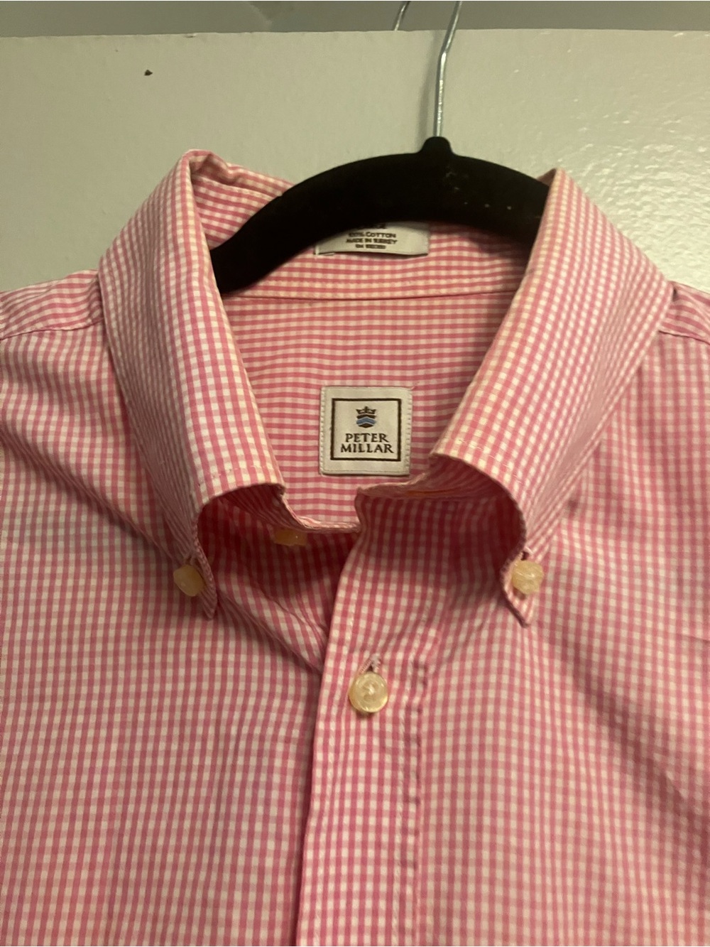 Peter Millar Pink Gingham Button-Down Shirt